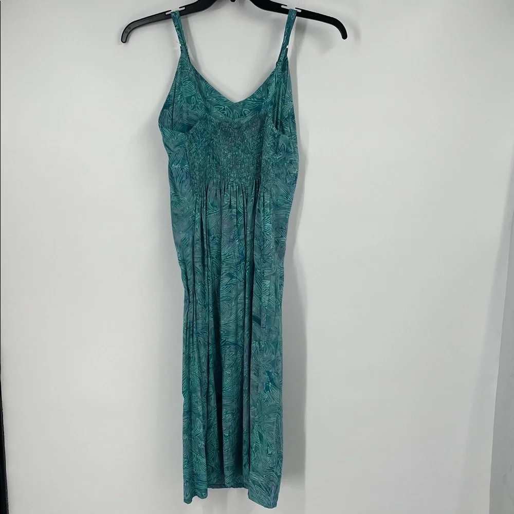 Hand Kreation Teal Print Midi Dress Size Medium